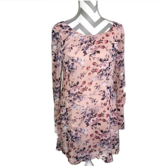 Speechless womens size Large long sleeve top in a pretty blush  floral fabric - Picture 9 of 9